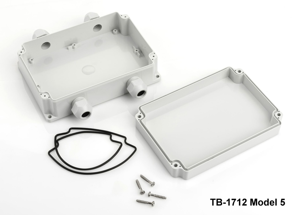 [tb-1712-m5-0-g-v0] tb-1712 ip-67 Enclosure with Moulded-on Cable Gland ( Light Gray, model 5, v0)