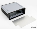 حاوية سطح المكتب المصنوعة من الألومنيوم DT-550 (رمادي داكن، مع لوحة تركيب، لوحة مسطحة، مع تهوية)