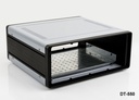 [DT-550-0-0-d-a] Caixa de secretária em alumínio DT-550 (cinzento escuro, com placa de montagem, painel plano, com ventilação++