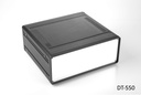 [dt-550-0-0-0-s-a] حاوية سطح المكتب المصنوعة من الألومنيوم DT-550 (أسود، مع لوحة تركيب، لوحة مسطحة، بدون تهوية)