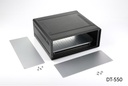 Caja de aluminio para sobremesa DT-550 (negra, con placa de montaje, panel plano, sin ventilación)+