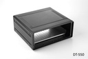 [dt-550-0-0-d-a] Алуминиев корпус за настолни компютри DT-550 (черен, с монтажна плоча, плосък панел, без вентилация++