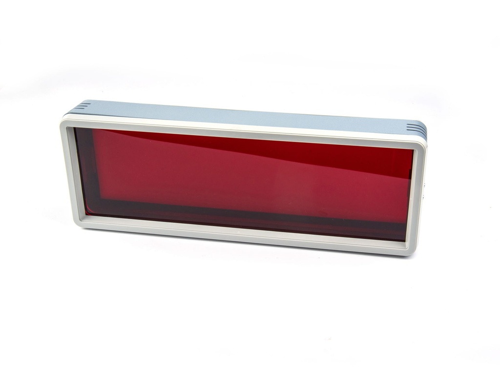 DE-150 Display-Gehäuse (Vorderseite rot-glänzendes Panel, Rückseite hellgraues Panel)