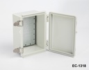 [EC-1318-0-0-0-G-0] حاوية EC-1318 IP-67 بلاستيكية (رمادي فاتح، ABS، مع لوحة تركيب، غطاء مسطح)