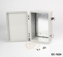 [EC-1624-11-0-G-G] Caixa de plástico IP-67 EC-1624 (Cinza claro, ABS, com placa de montagem, tampa plana, espessura 112 mm)