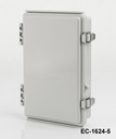 [EC-1624-5-0-G-G] Caja de plástico EC-1624 IP-67 (gris claro, ABS, con placa de montaje, tapa plana, grosor 53mm )