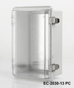 [EC-2030-13-0-G-C] Caja de plástico EC-2030 IP-67 (gris claro, ABS, con placa de montaje, tapa transparente , grosor 130 mm)