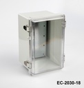 [EC-2030-18-0-G-C] Caixa de plástico IP-67 EC-2030 (Cinza claro, ABS, com placa de montagem, tampa transparente, espessura 187 mm)