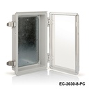 [EC-2030-8-0-G-C] Caixa de plástico IP-67 EC-2030 (Cinza claro, ABS, com placa de montagem, tampa transparente, espessura 80 mm)