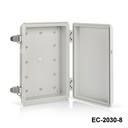 [EC-2030-18-A-G-0] Caja de plástico EC-2030 IP-67 (gris claro, ABS, sin placa de montaje, tapa plana , grosor 80 mm)