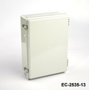 [EC-2535-13-13-0-G-0] حاوية بلاستيكية EC-2535 IP-67 (رمادي فاتح، ABS، مع لوحة تركيب، غطاء مسطح، سمك 130 مم)
