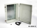 [EC-2535-13-0-G-0] EC-2535 IP-67 プラスチック製エンクロージャ ( ライトグレー , ABS , 取付プレート付き , フラットカバー , 厚さ 130mm )