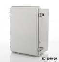 [EC-3040-20-0-G-0] EC-3040 IP-65 プラスチック製エンクロージャ (ライトグレー、ABS、取付プレート付き、フラットカバー、厚さ 200 mm、HB )