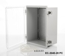 [EC-3040-20-PC-G-0] حاوية EC-3040 IP-65 بلاستيكية (رمادي فاتح، ABS، مع لوحة تركيب، غطاء شفاف، سمك 200 مم، HB)