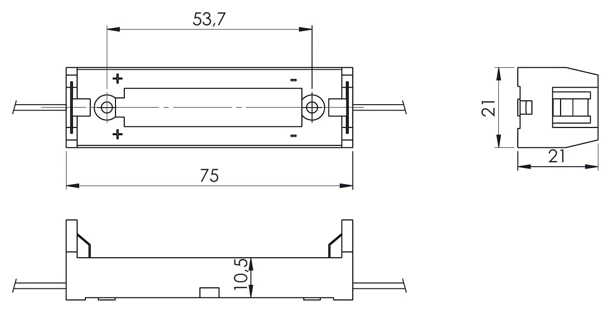BHC-18650-1A teknik çizim