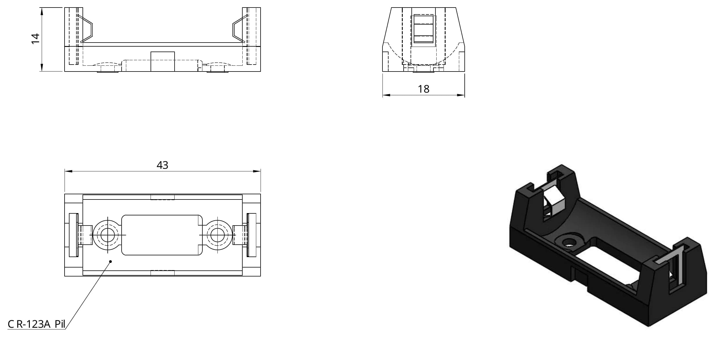 BHC-CR123A teknik çizim