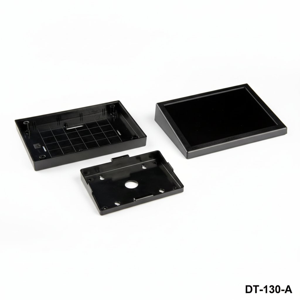 DT-130 Schuine bureaubehuizing (Zwart, met montageset)+