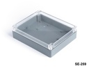 SE-259 IP-67 kunststof behuizing voor zwaar gebruik (donkergrijs, transparant deksel)+