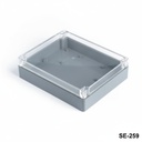 SE-259 IP-67 kunststof behuizing voor zwaar gebruik (donkergrijs, transparant deksel)+