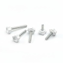 VD-640 Manopola di serraggio M4, vite a testa zigrinata, testa in plastica, 5 bracci, bianco