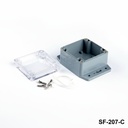 [SF-207-C-0-D-0] SF-207 IP-67 Montaj Ayaklı Contalı Kutu (Koyu Gri, Şeffaf Kapak)+
