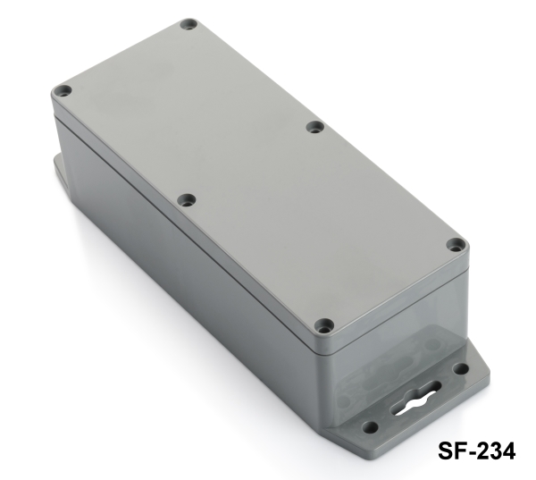 [SF-234-0-0-D-0] SF-234 IP-67 versiegeltes Gehäuse mit Montagefuß (dunkelgrau, flacher Deckel)