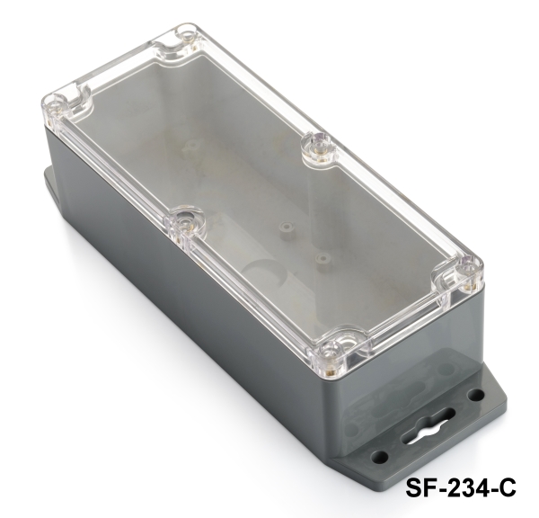 SF-234 Scatola sigillata IP-67 con piede di montaggio (grigio scuro, coperchio trasparente)