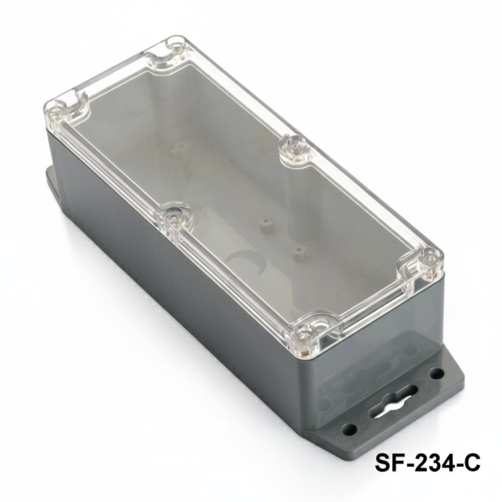 SF-234 Scatola sigillata IP-67 con piede di montaggio (grigio scuro, coperchio trasparente)