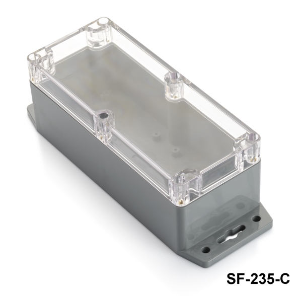 SF-235 Scatola sigillata IP-67 con piede di montaggio (grigio scuro, coperchio trasparente)