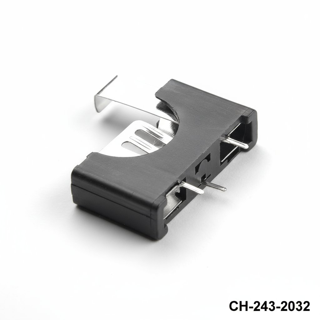 [CH-243-2032] CH-243-2032 Supporto per batteria a pin per montaggio su PCB per CR2032 (verticale)