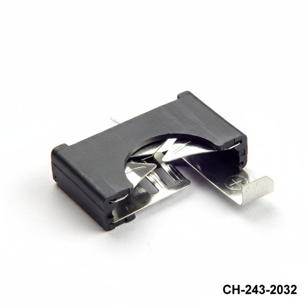 [CH-243-2032] CH-243-2032 Suporte de bateria com pino para montagem em PCB para CR2032 (vertical)