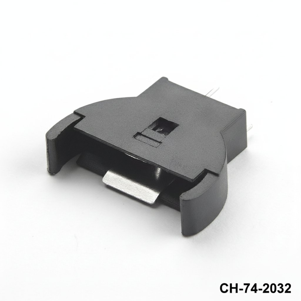 [CH-74-2032] Suporte de bateria com pino para montagem em PCB para CR2032 (vertical)