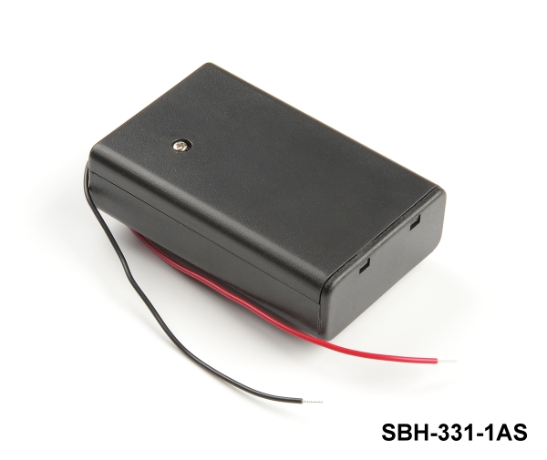 [SBH-331-1AS] 3 pcs Suporte de pilhas tamanho UM-3 / AA (lado a lado) (com fios) (com interrutor) (coberto) (clipes de cinto)