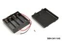 [SBH-341-1AS] 4 pcs Suporte de pilhas tamanho UM-3 / AA (Lado a lado) (Com fios) (Com interrutor) (Coberto)