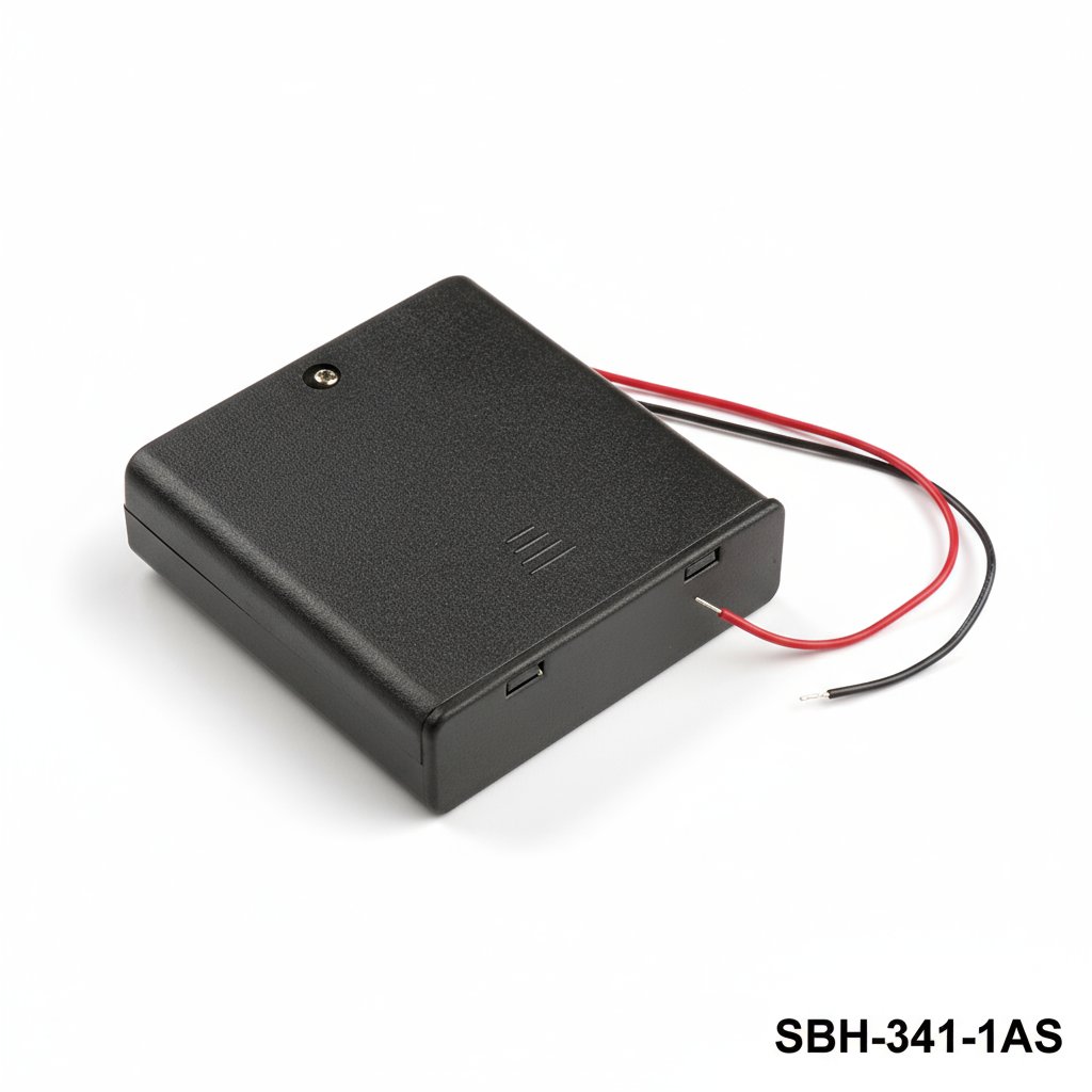 3 pcs Suporte de pilhas tamanho UM-3 / AA (lado a lado) (com fios) (com interrutor) (coberto)