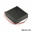 [SBH-331-1AS] 3 pcs Suporte de pilhas tamanho UM-3 / AA (lado a lado) (com fios) (com interrutor) (coberto) (clipes de cinto)