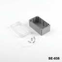 [SE-035-PC-0-D-0] SE-035 IP-67 Caja de plástico de alta resistencia ( Gris oscuro, ABS, con piscina de pegatinas , Cubierta transparente)