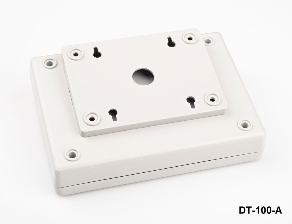 حاوية سطح المكتب المنحدرة DT-100 (رمادي فاتح) مع طقم التركيب المنحدر