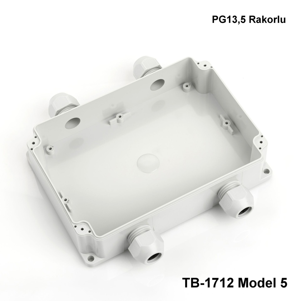 [tb-1712-m5-0-g-v0] Περίβλημα TB-1712 IP-67 με χυτευμένο στυπιοθλίπτη καλωδίων ( ανοιχτό γκρι, μοντέλο 5, v0)