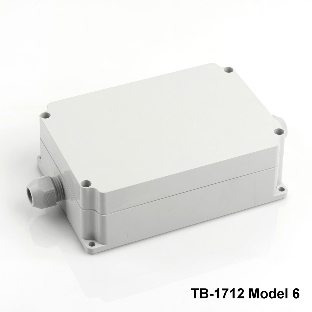 [tb-1712-m6-0-g-v0] Caixa TB-1712 IP-67 com bucim moldado (cinzento claro, modelo 6, v0)