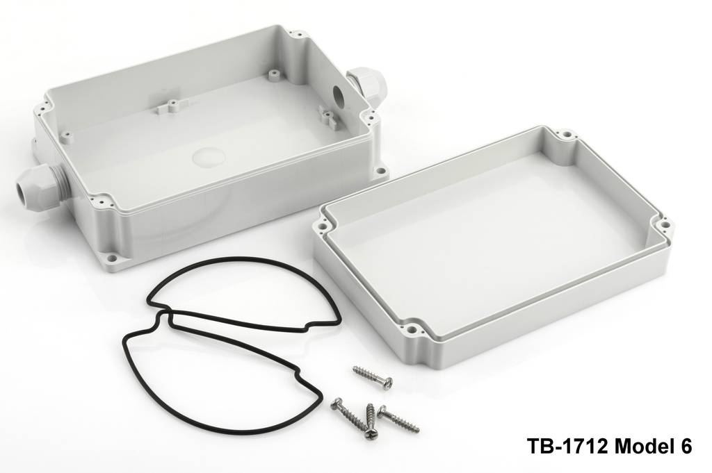 [tb-1712-m6-0-g-v0] tb-1712 ip-67 rakorlu ip-67 bağlantı kutusu (açık gri, model 6, v0)++