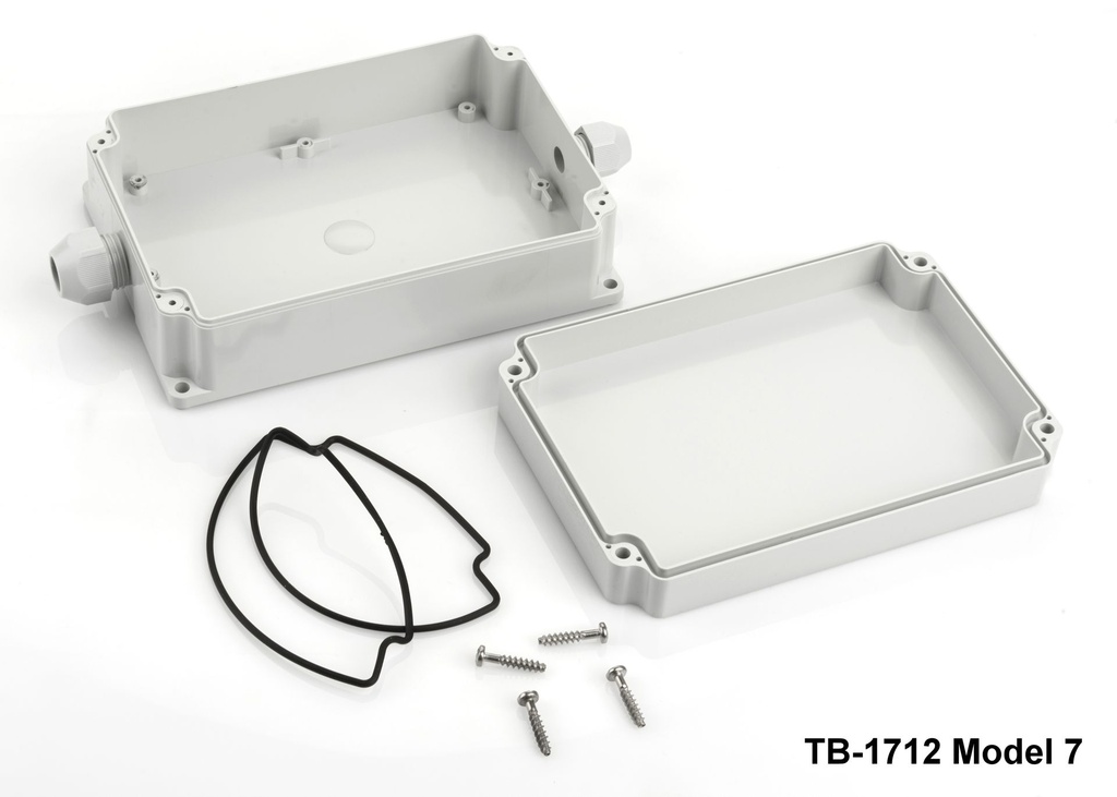 [tb-1712-m7-0-g-v0] TB-1712 IP-67 Enclosure with Moulded-on Cable Gland ( Light Gray, model 7, v0)