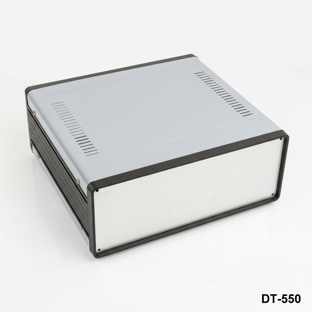 [dt-550-0-0-d-a] DT-550 Aluminium Desktop-Gehäuse (Dunkelgrau, mit Montageplatte, Flachbildschirm, ohne Belüftung)