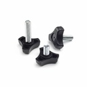 [VD-680-32-0-S-0] VD-680 Bouton de serrage M8, Vis à tête plastique, 3 bras large ( Noir, 32 mm)