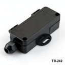 [TB-242-0-0-S-V0] TB-242 IP-67 Enclosure with Moulded-on Cable Gland (Flanged) ( Black, ABS, V0)