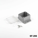[SF-206-C-0-D-0] SF-206 IP-67 Montaj Ayaklı Contalı Kutu (Koyu Gri, Şeffaf Kapak)+