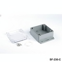 [SF-230-C-0-DT-AP] SF-230 IP-67 Montaj Ayaklı Contalı Kutu (Koyu Gri, ABS, Şeffaf Kapak)