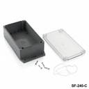 [SF-240-C-0-D-0] SF-240 IP-67 Montaj Ayaklı Contalı Kutu (Koyu Gri, Şeffaf Kapak)+