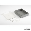 [SE-252-C-0-D-0] SE-252 IP-67 Contalı Kutu (Koyu Gri, ABS, Şeffaf Kapak)+