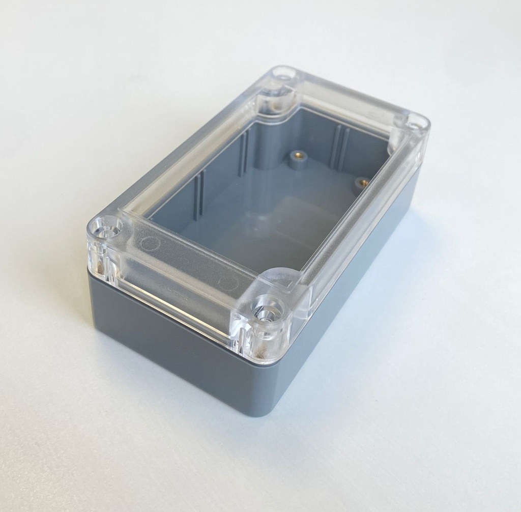 [SE-210-C-A-DT-AP] Caja de plástico para uso intensivo IP-67 SE-210 ( gris oscuro , ABS , con piscina de pegatinas , cubierta transparente)